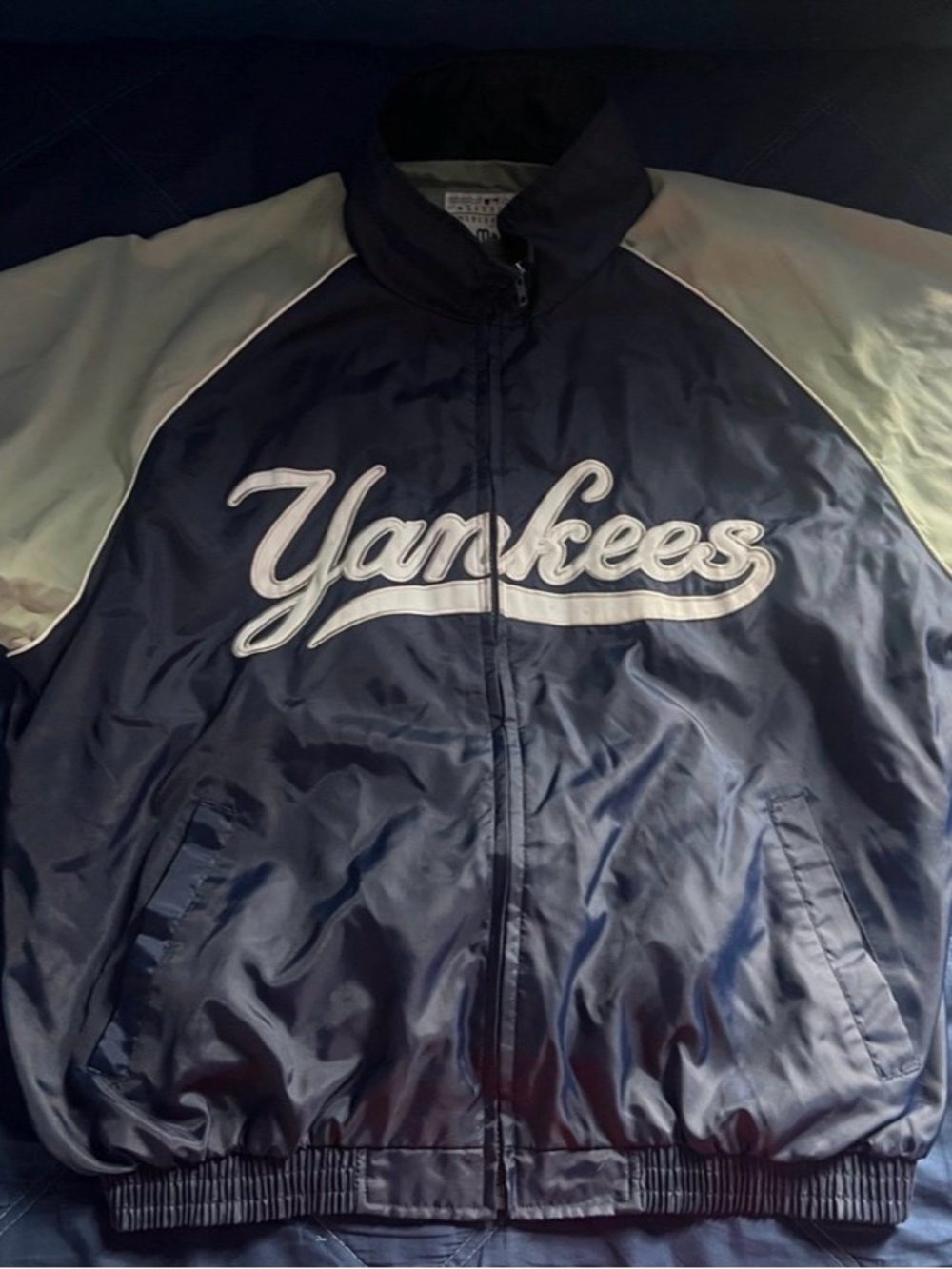 Yankees Navy and Gray Lightweight Satin Jacket